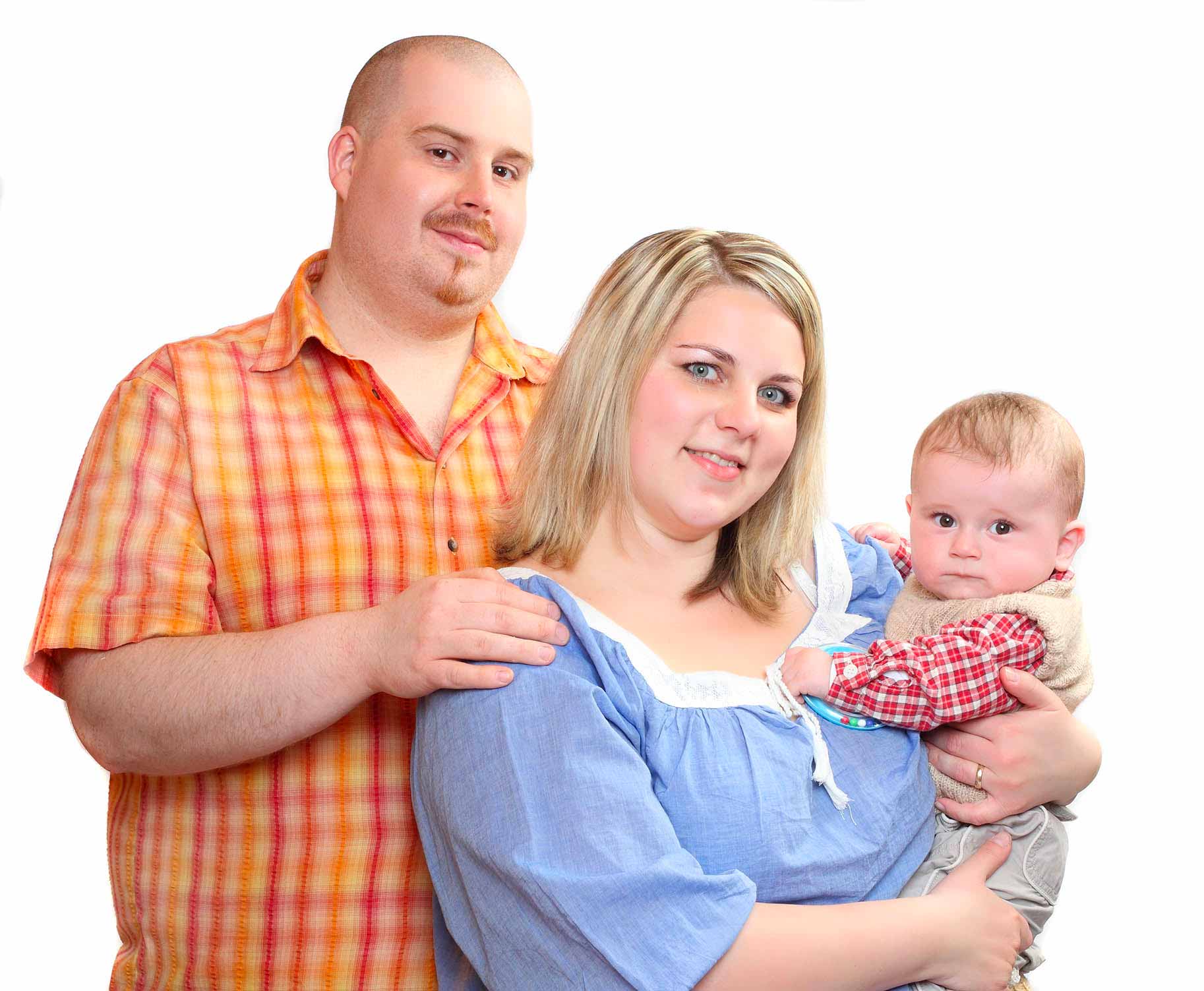 famiglia di tre persone in sovrappeso