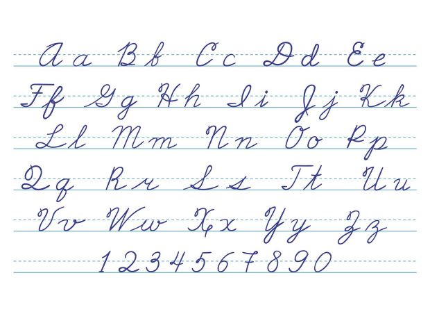 lettere dell'alfabeto scritte in maiuscolo e minuscolo corsivo